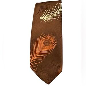 Count Dino Elegant Brown Feather Pattern Tie
